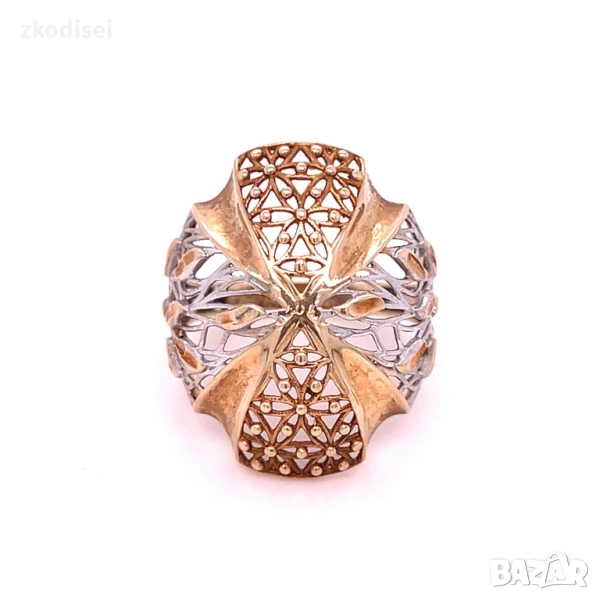 Златен дамски пръстен 4,19гр. размер:61 14кр. проба:585 модел:33762-3, снимка 1