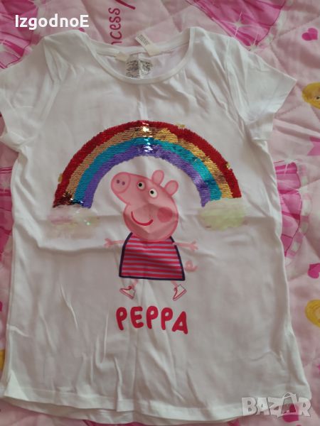 134/140 Нова тениска с обръщащи се пайети Peppa pig , снимка 1