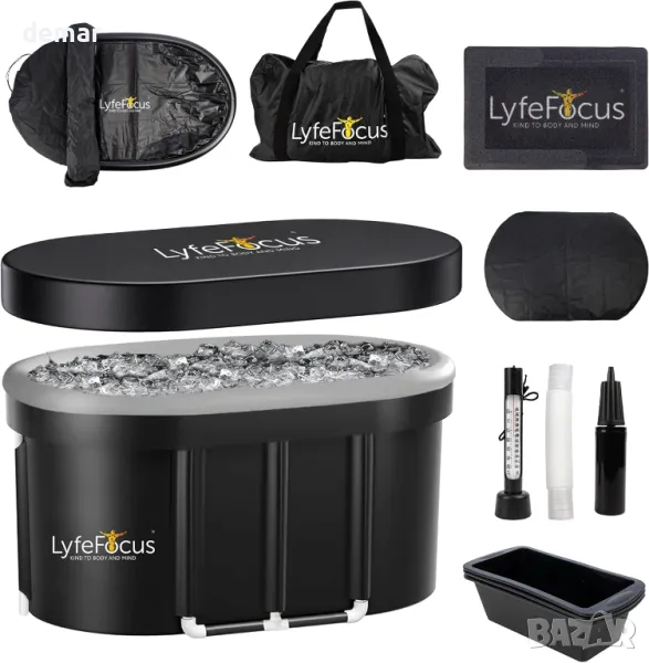 LyfeFocus първокласна възстановяваща ледена вана с термометър, 100 см, снимка 1