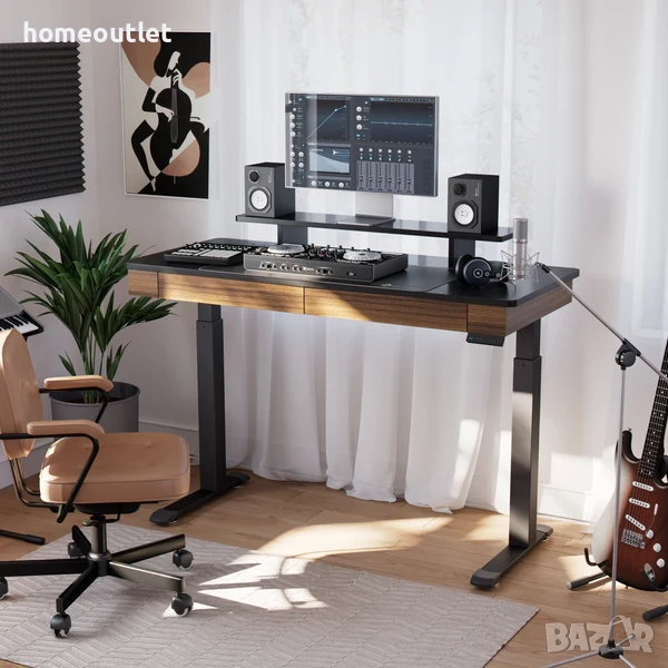 ПРОМОЦИЯ Офис бюро с класически дизайн и регулируема височина ERK-ED-I55-WN, снимка 1