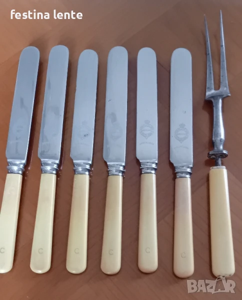 Стари английски,трапези ножове, снимка 1