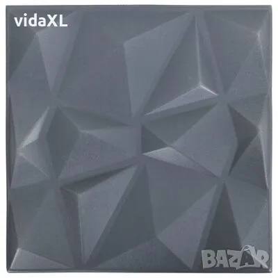 vidaXL 3D стенни панели, 24 бр, 50x50 см, диамантено сиво, 6 м²(SKU:150919), снимка 1