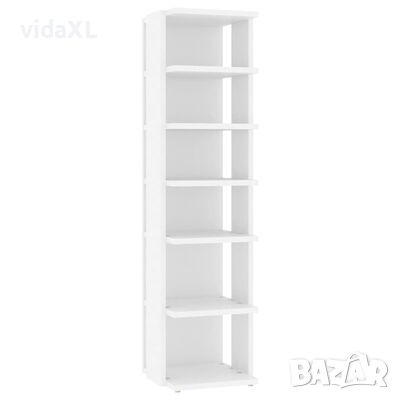 vidaXL Шкаф за обувки, бял, 27,5x27x102 см, инженерно дърво（SKU:808485, снимка 1