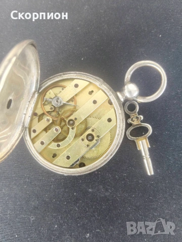 Швейцарски СРЕБЪРЕН джобен часовник 1900г. с ключе - 10 РУБИНА - ПРОМОЦИЯ, снимка 15 - Джобни - 50040697