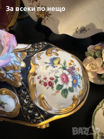 Dresden Porcelain RK Richard Klemm Germany  Circa 1904 Oval Footed Lidded Dresser Jewelry Код P1746, снимка 10 - Декорация за дома - 52980487