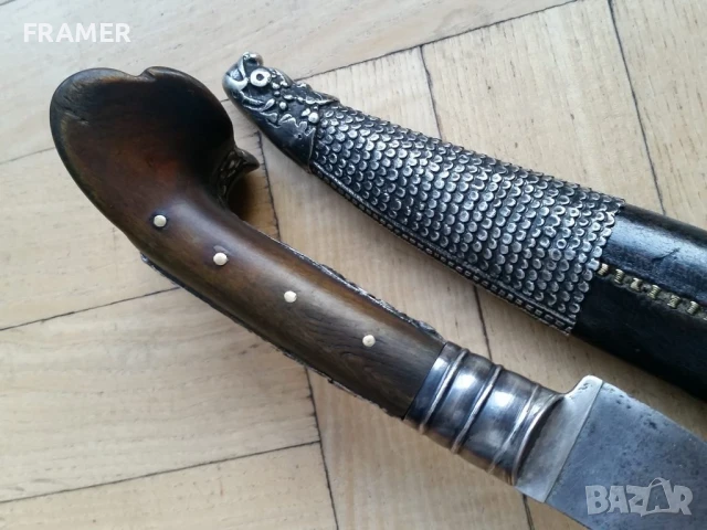 Османски Ятаган от 18 век с кания каракулак нож кама кинжал сабя , снимка 6 - Антикварни и старинни предмети - 50930481