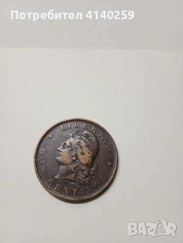 АРЖЕНТИНА МОНЕТА 2 СЕНТАВОС 1881 Г , снимка 2 - Нумизматика и бонистика - 52745495