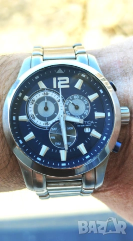 Красив часовник Nautica с качествен швейцарски механизъм, бартер, снимка 2 - Мъжки - 53799243