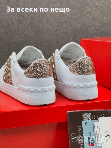 Valentino Дамски Бели Маратонки С Кристали👟Дамски Спортни Обувки С Камъни В Бял Цвят Код E1329, снимка 6 - Маратонки - 54148599