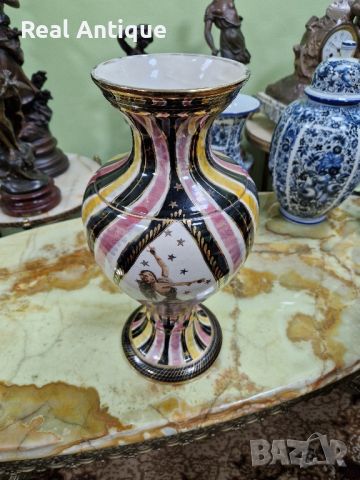 Уникална много красива антикварна колекционерска порцеланова белгийска ваза H.BEQUET , снимка 6 - Вази - 45234668