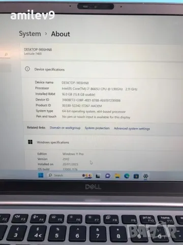 Dell 7400 Intel i7-8665U 16GB RAM - 256GB SSD Windows 11, снимка 6 - Лаптопи за работа - 48198102