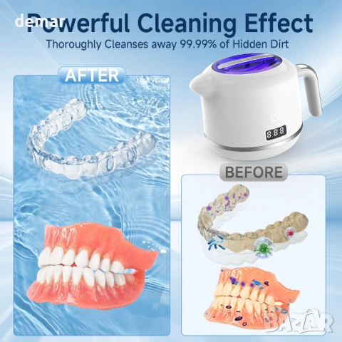 Ултразвукова почистваща машина AURTEC 42kHz с UV светлина, резервоар от неръждаема стомана 180 мл, снимка 3 - Други - 54054668