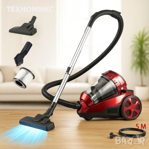 Прахосмукачка без торба Royalty Line RL-BSCM1400.60, 850W, 3 литра, HEPA филтър, Циклон, Червен, снимка 12 - Прахосмукачки - 51737310