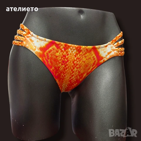 Прашка Бански с ленти Змийски принт в оранжево долнище на бански 