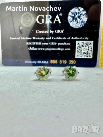 Сребърни обеци с мойсанит (Диамант) 1 карат, снимка 11 - Обеци - 53508678