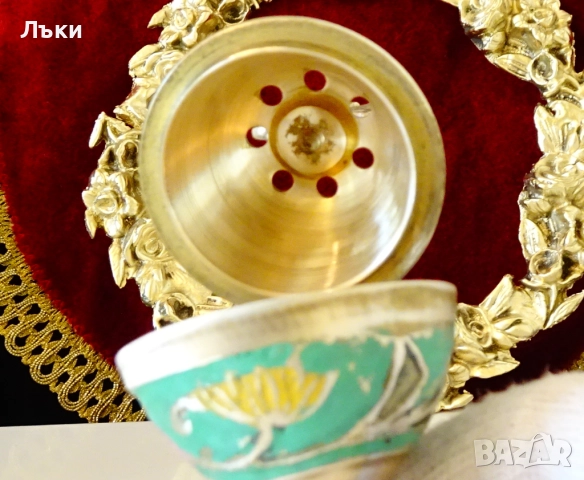 Православно бронзово кандило,тамянник,клетъчен емайл. , снимка 5 - Антикварни и старинни предмети - 52228176