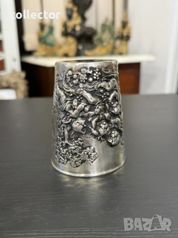 Автентична сребърна чаша - Рококо. №7995, снимка 10 - Антикварни и старинни предмети - 53945630