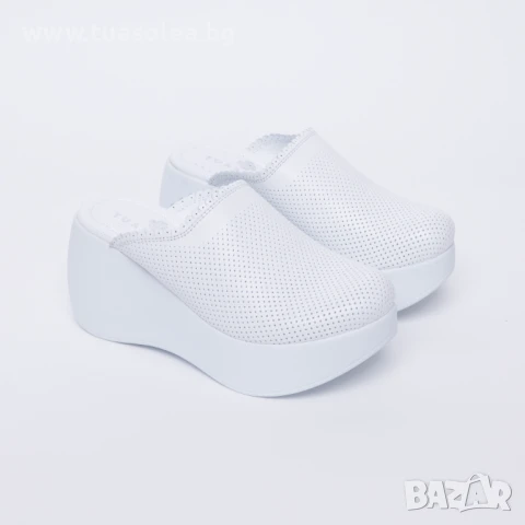 Дамско бяло анатомично сабо от естествена кожа | Марка Tuasolea, снимка 1