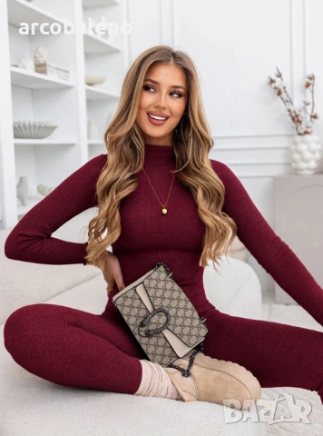 Дамски комплект от блуза и клин с оребрена яка Layton, 4цвята , снимка 8 - Комплекти - 53950914