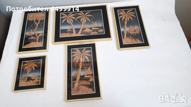 Ретро картини от корк - 5 броя, снимка 2 - Антикварни и старинни предмети - 53882885