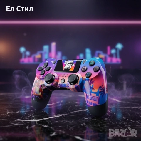 Безжичен джойстик за PS4 с тъчпад, вибрация и LED осветление – FC25 / GTA дизайн, снимка 5 - Джойстици и геймпадове - 53573730