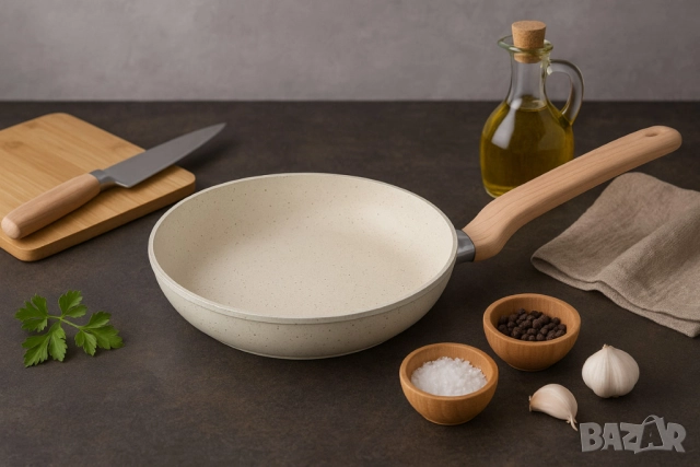 Тиган Voltz Nice, Кован алуминий, Мраморно покр., Индукция, Кремав меланж