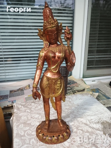 Голяма бронзова Тара,статуетка-43 см., снимка 10 - Колекции - 54254899