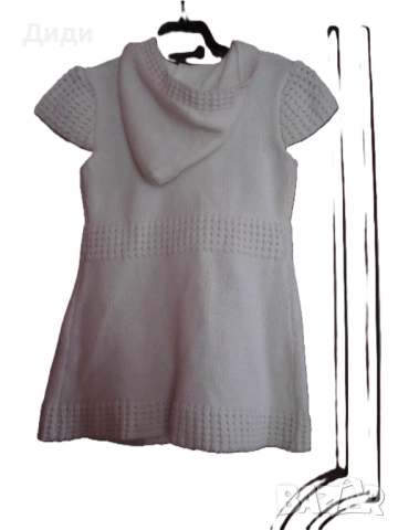 Детска плетена туника с къс ръкав и качулка, снимка 2 - Детски пуловери и жилетки - 52572454