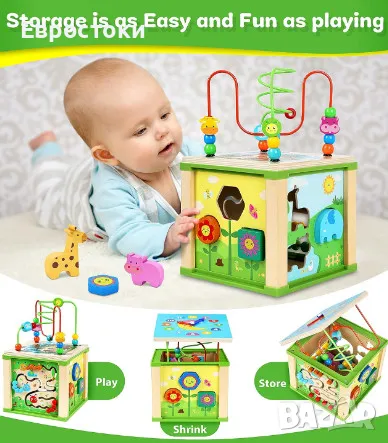 Образователна играчка Куб Монтесори Jojoin Wooden Activity Cube, снимка 2 - Образователни игри - 47123240