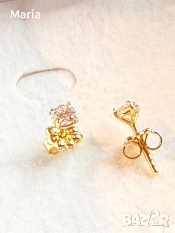 Дамски обеци жълто злато и диаманти , снимка 4 - Обеци - 52470787