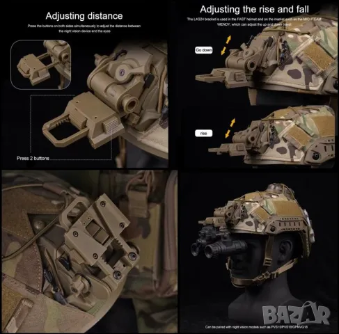 Стойка Държач Монтажна Скоба за Монтаж към Каска NVG L4 G24 L4G24 PVS15 PVS18 GPNVG18 FAST OPS Лента, снимка 1 - Оборудване и аксесоари за оръжия - 48889924