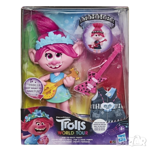 HASBRO Trolls Feature Dolls Пееща POPPY, снимка 4 - Кукли - 51910725