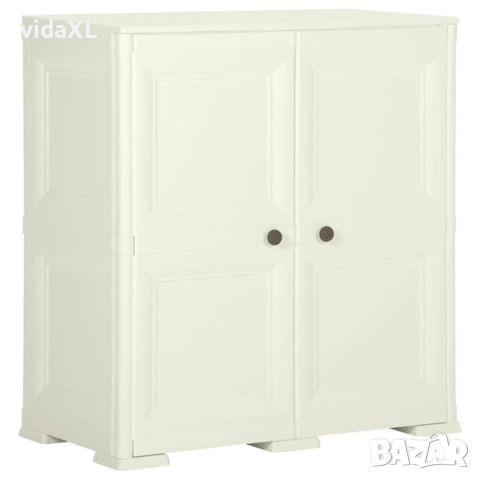 vidaXL Пластмасов шкаф, 79x43x85,5 см, дървен дизайн, ванилов лед(SKU:340595)