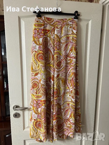 Нов летен елегантен висока талия  широка кройка удобен разкошен панталон широк крачол