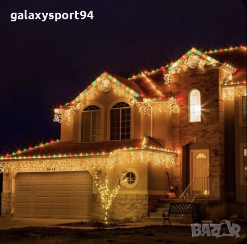 LED Топло бяла Светеща завеса 100метра х 60см с Флаш Ефект Висящи