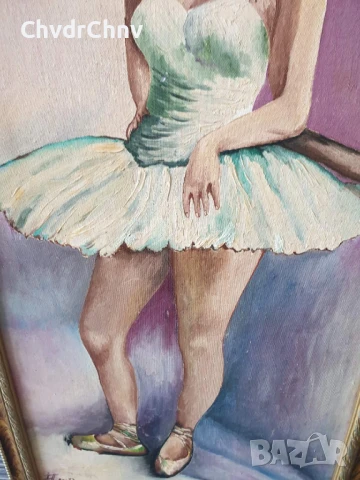 Parin 70х37см/стара испанска картина масло върху платно/портрет-балерина/дървена рамка, снимка 4 - Картини - 50977772