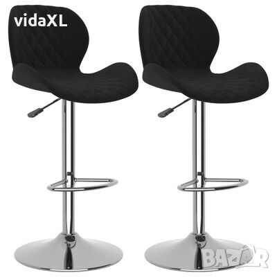 vidaXL Бар табуретки, 2 бр, черни, кадифе(SKU:289469, снимка 1 - Дивани и мека мебел - 45700558
