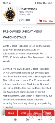 U - boat 7750 chronograph automatic mechanical watch Ю - боат Автомат хронограф механичен часовник, снимка 3 - Други - 52937970