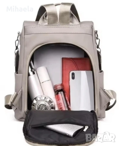 🎒 Практична дамска раница със задно отваряне – идеална за пътуване и градски разходки, снимка 3 - Чанти - 53781249