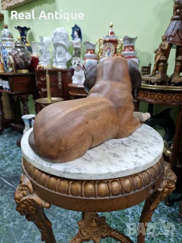 Уникална голяма антикварна колекционерска английска дървена фигура статуетка , снимка 7 - Статуетки - 50153420