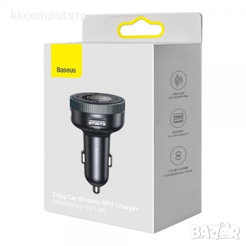 FM трансмитер Baseus CCLH-01 12v Зарядно + Wireless MP3 / Черен / Баркод : 456045, снимка 3 - Зарядни за кола - 52172585