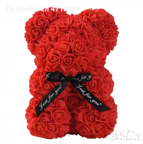 Плюшено мече с LED рози - подарък за мама, момиче, баба - комплект вечни рози 25 см, снимка 2 - Декорация за дома - 53227767