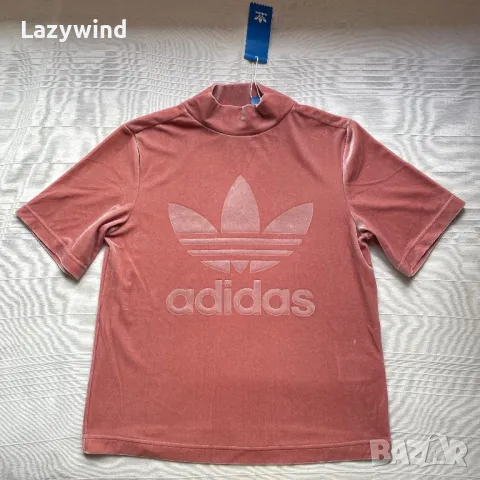 Поло блуза от кадифе Adidas Originals, снимка 2 - Корсети, бюстиета, топове - 47159764