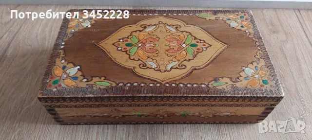 кутия дървена пирографирана , снимка 1