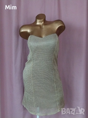 42 Златиста къса рокля , снимка 5 - Рокли - 53561103