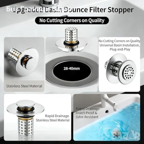 Нова Тапа сифон за баня 3 в 1 неръждаем филтър косми бързо оттичане, снимка 4 - Други стоки за дома - 53691756