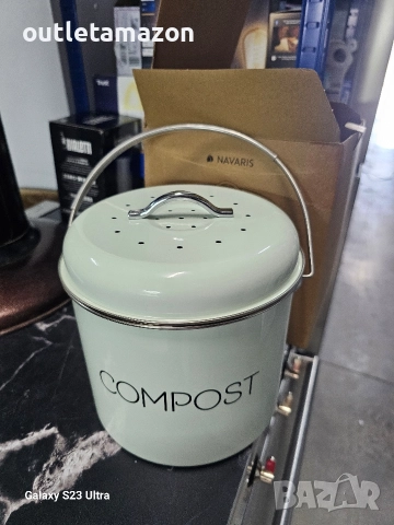 Метален контейнер за компост, сив, 3 л с 3 филтъра, Navaris