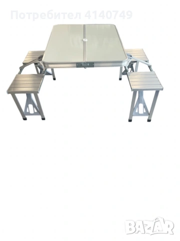 Комплект сгъваема маса с вградени 4 стола за къмпинг,риболов,пикник,туризъм