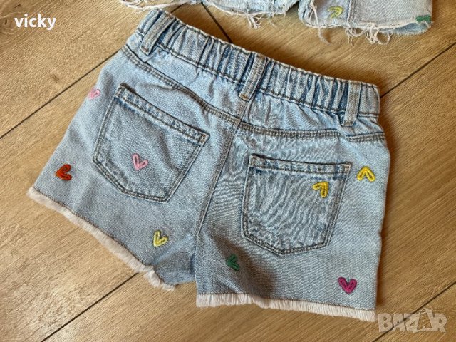 Дънков детски комплект с бродирани сърчица ZARA, размер 104 + ПОДАРЪК, снимка 3 - Детски комплекти - 51378081
