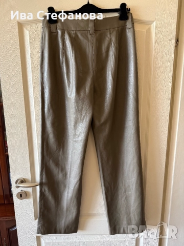 Нов елегантен кожен кожа панталон висока талия Zara zara Зара Р, снимка 6 - Панталони - 43051486